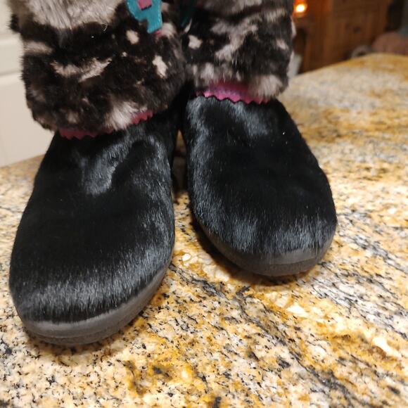 Tecnica Leather Fur Embroidered Boots Mid Calf Multicolor Women's Size US 6.5 - Picture 15 of 15